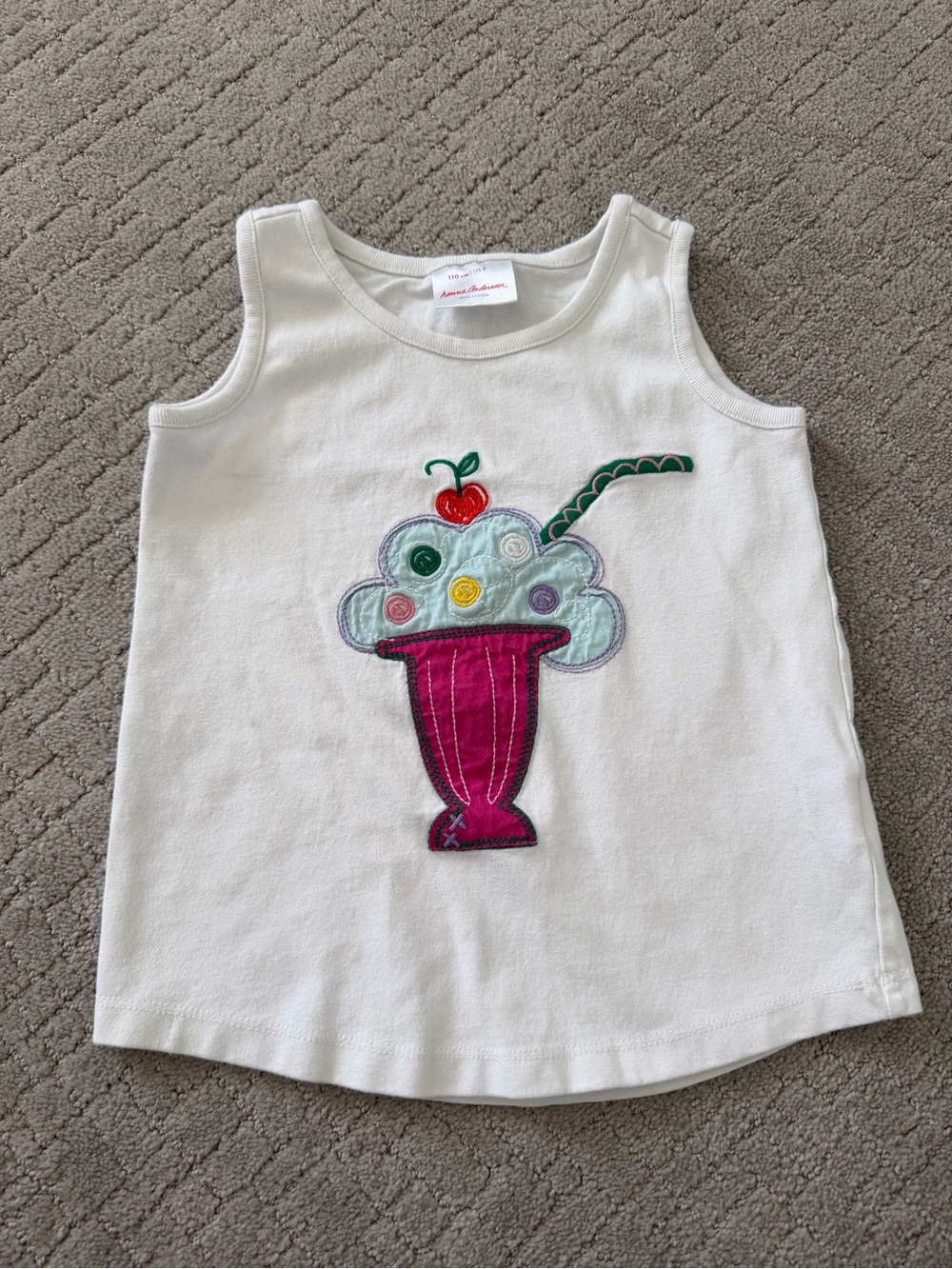 Hanna Andersson White Tank with Colorful Ice Cream Applique
